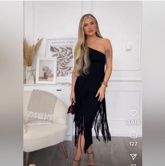 NWT ZARA * FRINGE RIBBED TOP BLACK - Picture 3 of 12